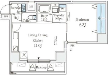 クラリティア浅草 501 間取り図