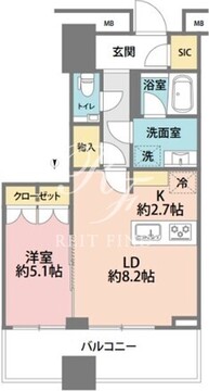 WORLD TOWER RESIDENCE 28F44.14㎡ 間取り図