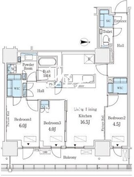 ロイヤルパークス品川 1402 間取り図