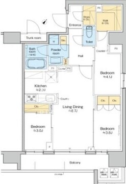 プラウドフラット大井町 1502 間取り図