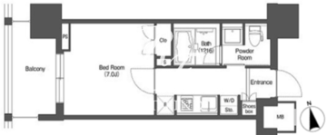 リーブルグラント西新宿 E‐707 間取り図