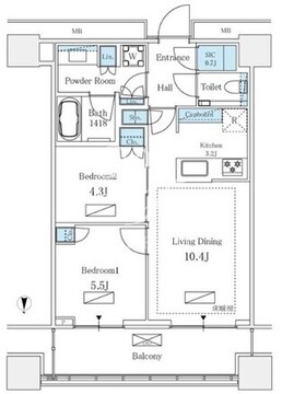 WORLD TOWER RESIDENCE 1804 間取り図