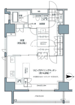 パークハビオ東中野 1502 間取り図