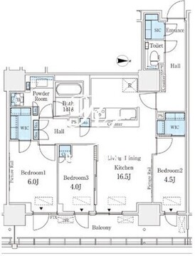 ロイヤルパークス品川 1602 間取り図