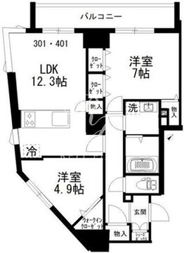 カスガディアコート赤坂 301 間取り図