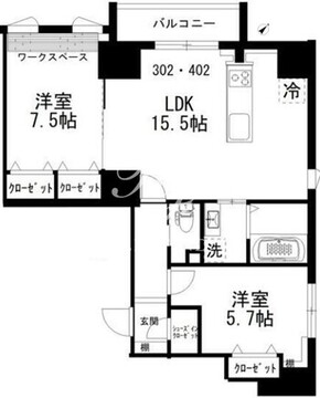 カスガディアコート赤坂 302 間取り図