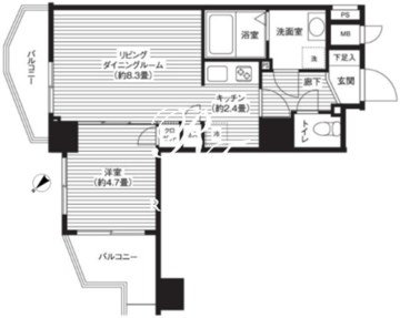 カスタリア初台 1404 間取り図