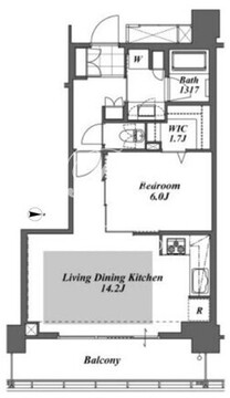 ブリリアイストタワー勝どき 34階49.44㎡ 間取り図