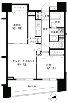 パークキューブ浅草田原町 1103 間取り図