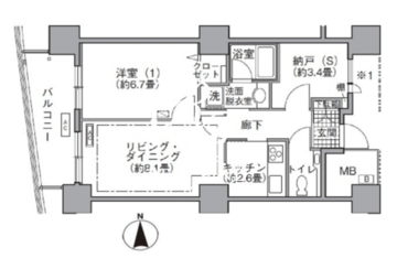 アクティ汐留 1902 間取り図