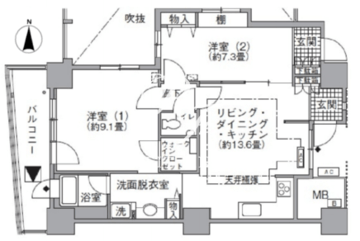 アクティ汐留 2312 間取り図