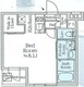 アイルプレミアム月島ドゥーエ 303 間取り図
