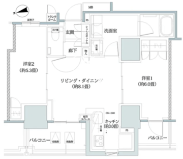 ザ・パークハウス上野レジデンス 902 間取り図
