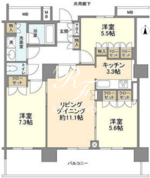豊洲シエルタワー 2207 間取り図