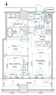 WORLD TOWER RESIDENCE 14階57.13㎡ 間取り図