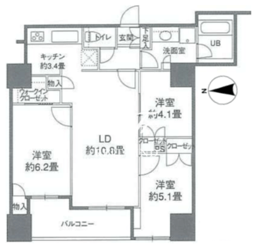 カスタリアタワー品川シーサイド 1509 間取り図