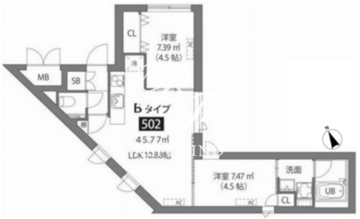 アスティーレ市ヶ谷 502 間取り図