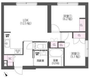 アウリィ中目黒 203 間取り図