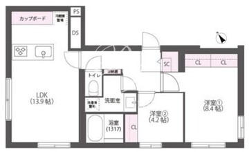 アウリィ中目黒 204 間取り図