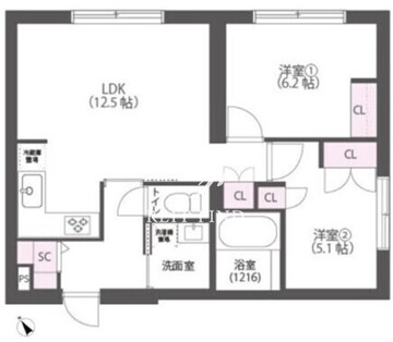 アウリィ中目黒 303 間取り図