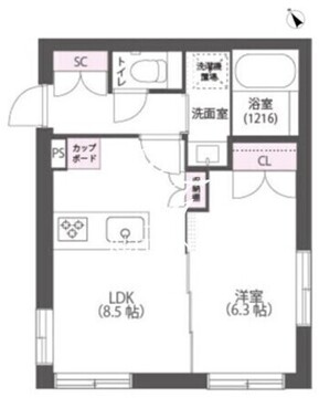 アウリィ中目黒 404 間取り図