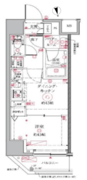 クレイシア門前仲町ザ・レジデンス 301 間取り図