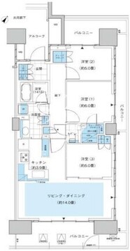 晴海フラッグ PARK-B-14階78.85㎡ 間取り図