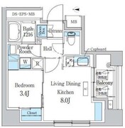 デュオフラッツ浅草蔵前 201 間取り図