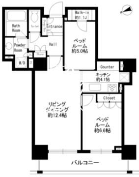 パークタワー芝浦ベイワードアーバンウイング 406 間取り図