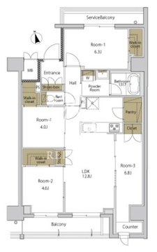ＲＪＲプレシア大森北 707 間取り図