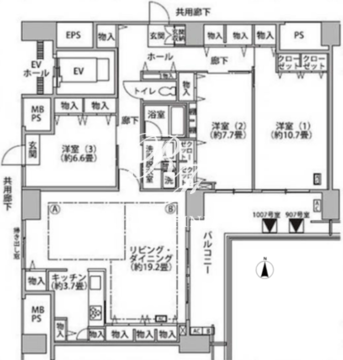 東雲キャナルコートCODAN 17-1007 間取り図