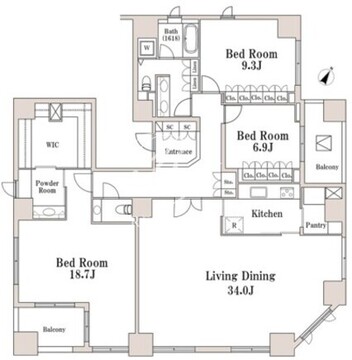 ラサンテ一番町 1401 間取り図
