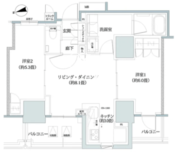 ザ・パークハウス上野レジデンス 1302 間取り図