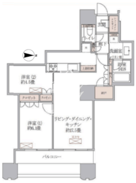 富久クロスコンフォートタワー 2813 間取り図