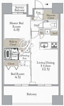 グランカーサ町屋 1401 間取り図