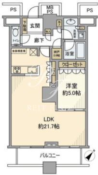 ザ東京タワーズミッドタワー 34階65.14㎡ 間取り図