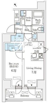 フィシオ飯田橋 202 間取り図