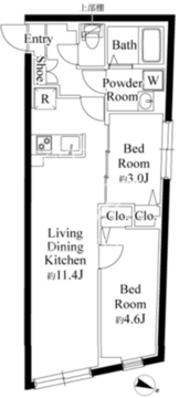 グランパセオ祐天寺 E-105 間取り図