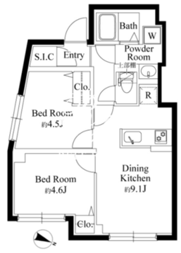 グランパセオ祐天寺 W-401 間取り図