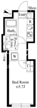 グランパセオ祐天寺 W-402 間取り図