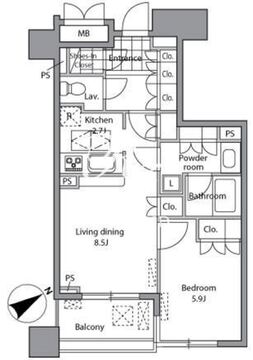 レジディア文京千石2 103 間取り図