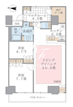 ブリリアイスト東雲キャナルコート 307 間取り図