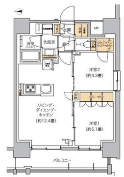 リビオメゾン芝浦 1007 間取り図