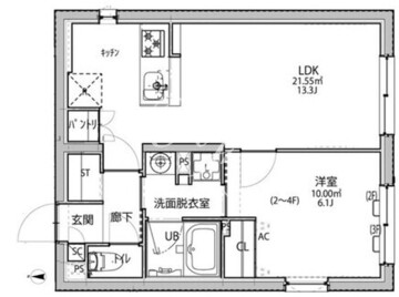 リーガランド祐天寺アネックス 203 間取り図