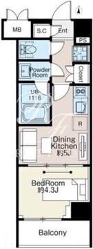 ベルファース西早稲田 407 間取り図