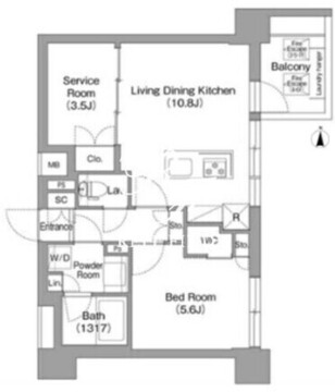 コンフォリア・リヴ西大島サウス 703 間取り図