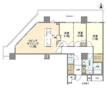 豊洲シエルタワー 1801 間取り図