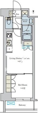 ブリリアイスト池尻大橋 406 間取り図