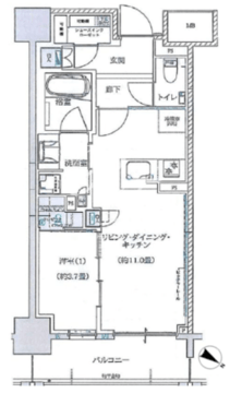 ブリリア月島四丁目 809 間取り図