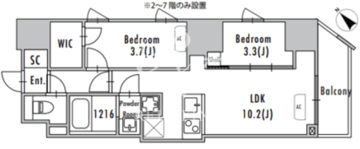 グランパセオ蔵前2 202 間取り図